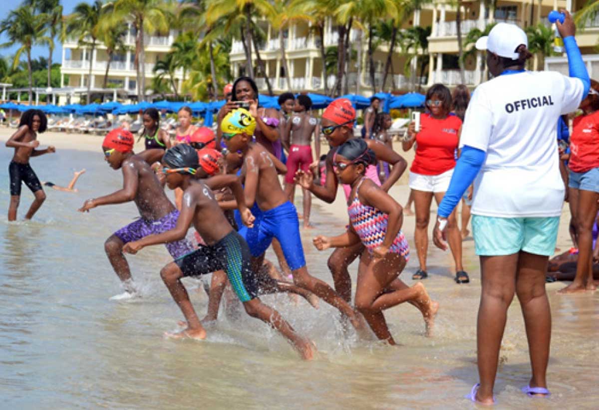 Participants in the SLAF Open Swim challenge