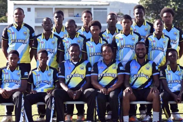 Team Saint Lucia U-15 alongside head coach Alton Crafton, and assistant coach Dalton Polius