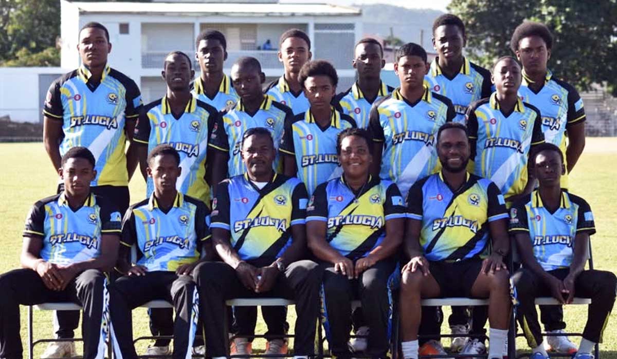 Team Saint Lucia U-15 alongside head coach Alton Crafton, and assistant coach Dalton Polius 