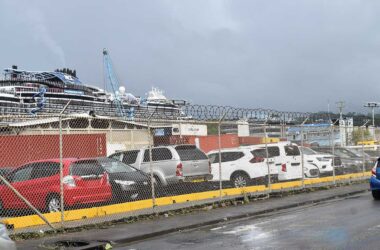 Vehicles on the Castries Port waiting to be cleared