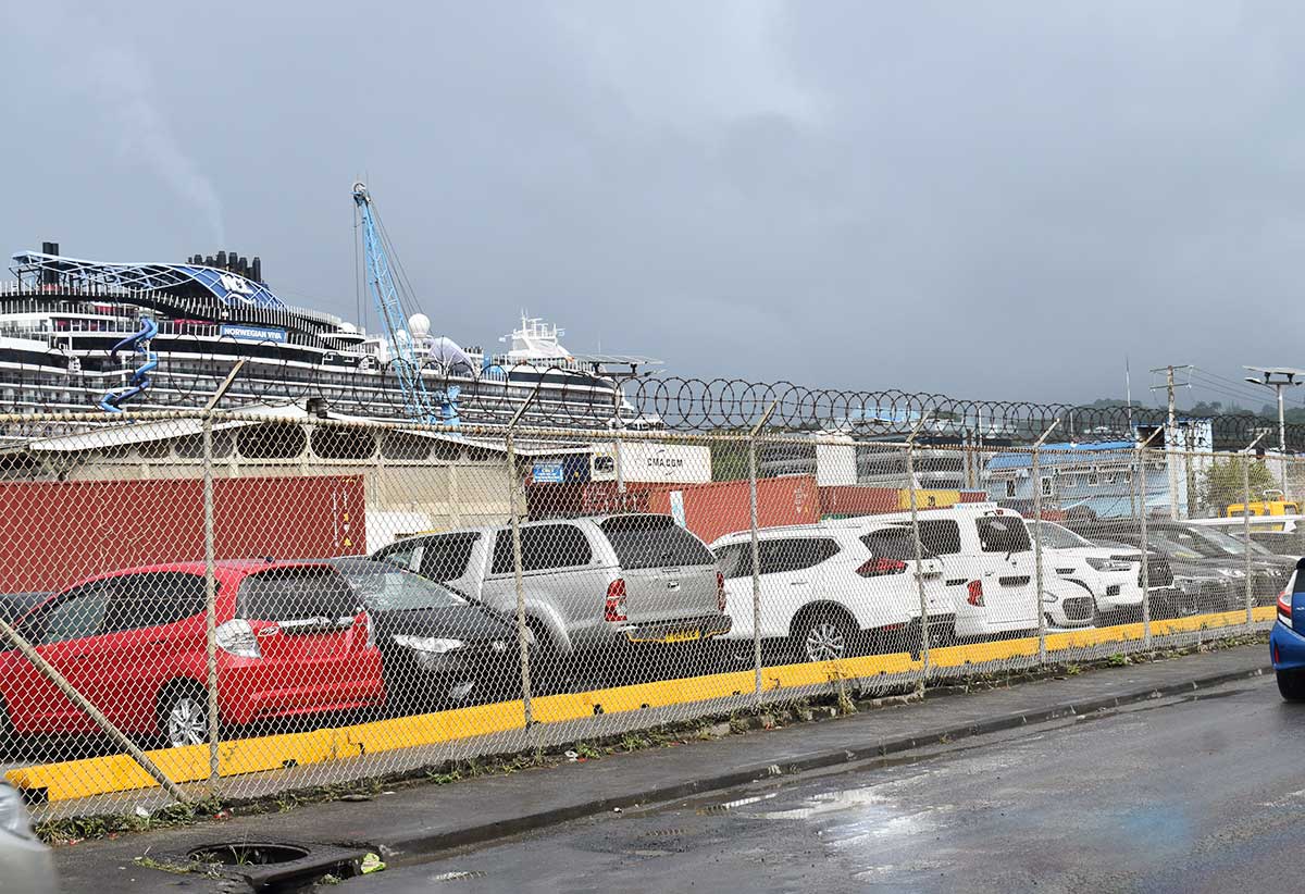 Vehicles on the Castries Port waiting to be cleared