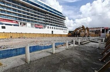 View of the demolition site facing the harbour