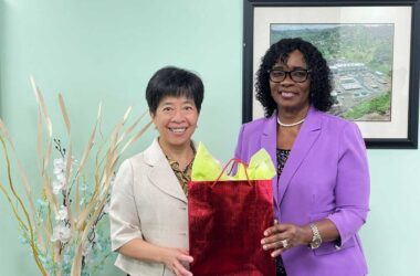 Dr Virginia Albert-Poyotte (right) welcomes Her Excellency Nicole Y.C. Su (left)