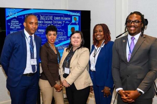 Lanre Chin, Mentorship Officer at the Jamaica Teaching Council, Alice Dalrymple, Kalinago Development Officer Dominica, Dr Maria Zielger, CDB Gender Specialist, Dr Verna Knight, Coordinator B.Ed Programme, and Coordinator Eastern Caribbean Joint Board of Teacher Education, The University of the West Indies Cave Hill, and Barbadian Senator, Andwele Boyce.