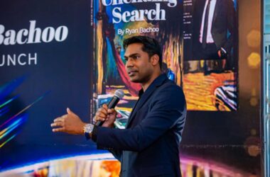 Ryan Bachoo delivers an address at the launch of his debut novel, ‘An Unending Search’, on January 18