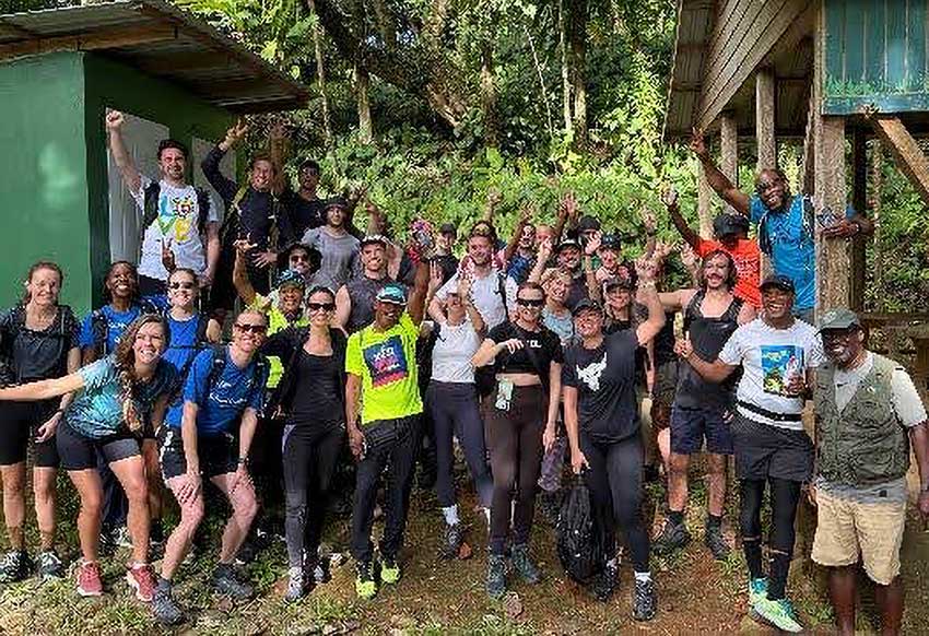 Day 2: Participants take a moment before beginning their 3.5-hour cross country forest hike from Micou to Fond St. Jacque in Soufriere.