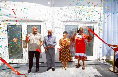 Dr. Ernest Hilaire, Minister for Tourism, H.E. Sir Cyril Errol Charles, Governor General of Saint Lucia, H.E. Nicole Su, Taiwan’s Ambassador to Saint Lucia, and Emma Hippolyte, Minister for Commerce, cutting the ribbon at the opening ceremony of this year’s Saint Lucia-Taiwan Partnership Trade Show.