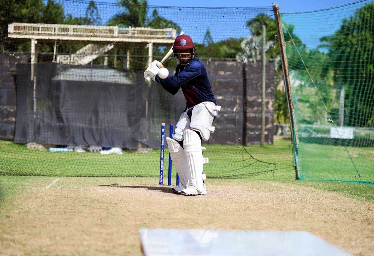West Indies Batter Kavem Hodge prepares at Camp in Antigua