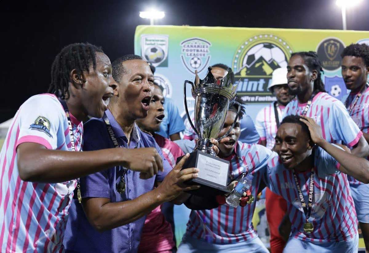 Roared on by their faithful supporters, Anse La Raye District Football League captured the 2025 Super League title with a stunning 3–0 win over Vieux Fort North. Champions today—Premier League bound tomorrow. 🏆 [Photo Via SLFA Facebook page]