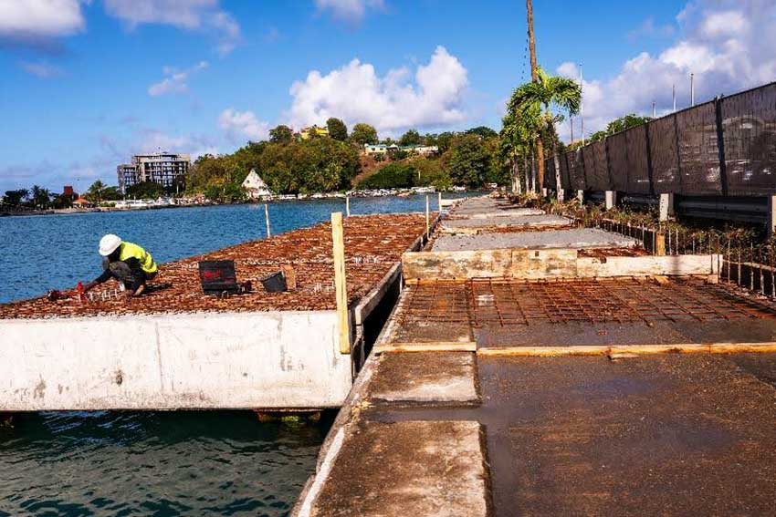 Construction along the Castries Waterfront, creation of a new Boardwalk. [Photo Credit: SLCP]