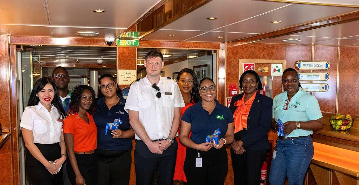 Local representatives and visiting crew aboard the vessel [Photo credit: SRDF]