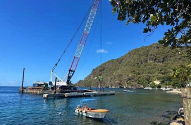 Piling works commence at the Soufriere Waterfront.