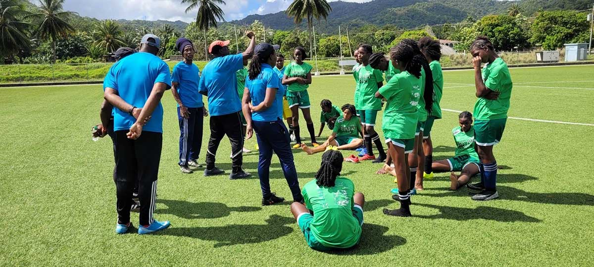 Team Saint Lucia Under-17 Women at training session [Photo credit : SLFA]