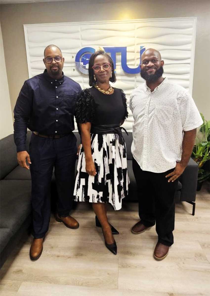 TTIGF – [L-R] Darren Campo, Regulatory & Compliance Officer; Yolande Agard-Simmons, Senior Manager Communications; and Kevon Swift, Senior Manager Government and Regulatory Affairs of Flow Trinidad in attendance at the Post Event Mixer at Caribbean Telecommunications Union’s Head Office in St Clair, Port of Spain