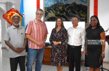 Earl Bousquet-President of the Saint Lucia-China Friendship Association (SLCFA), Dr. Kenny Anthony-Former Prime Minister of St. Lucia, Llieff Escalona-Venezuelan Ambassador to St. Lucia, Stanley Hu-China Representative in St. Lucia, Yenielys Linares – Cuban Ambassador to St. Lucia