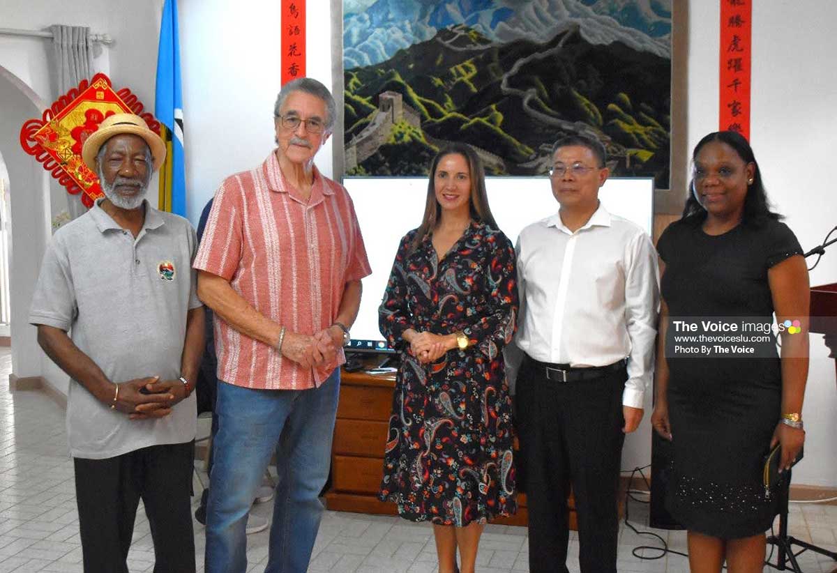 Earl Bousquet-President of the Saint Lucia-China Friendship Association (SLCFA), Dr. Kenny Anthony-Former Prime Minister of St. Lucia, Llieff Escalona-Venezuelan Ambassador to St. Lucia, Stanley Hu-China Representative in St. Lucia, Yenielys Linares – Cuban Ambassador to St. Lucia