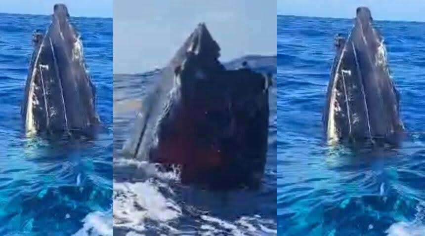 Remnants of an alleged drug boat blown up in a lethal strike by the U.S. military last week surfaced off Canouan on Saturday [Photo credit : St Vincent Times]