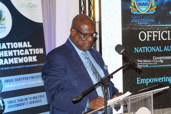 Public Service and Utilities Minister Stephenson King delivered remarks [Photo credit: VP]