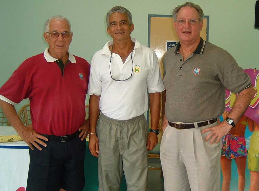 ‘Reds’ Perreira (left), Richard Peterkin and Tony Cozier (Photo Credit: CWI)