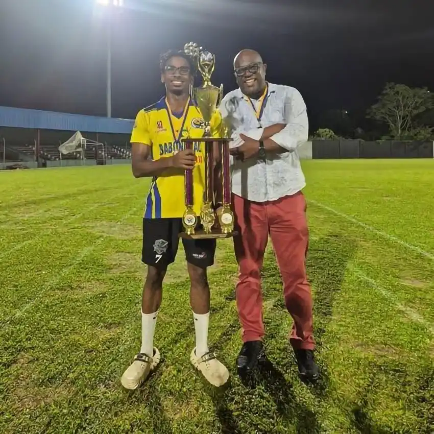 Joshua Cepal and MP Edmund Estephane [Photo credit : John Estephane]