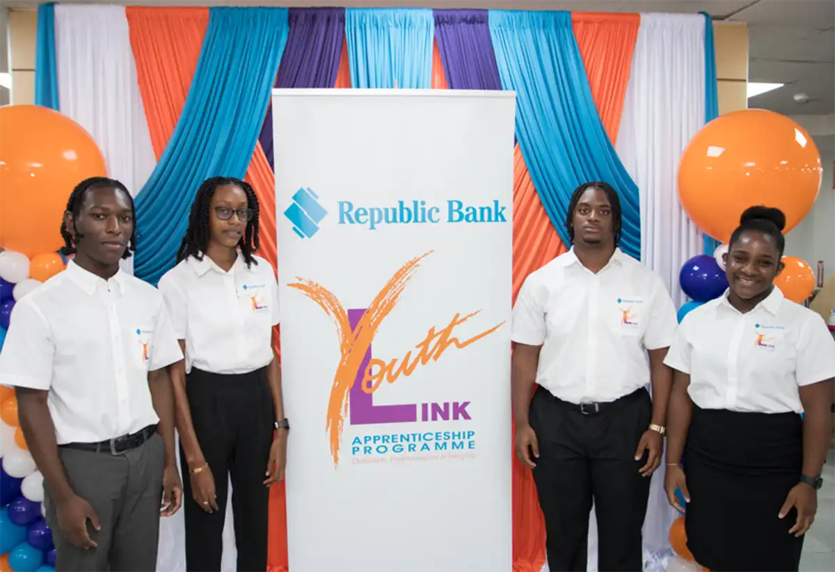Republic Bank Youth Linkers (L-R) - Denzel James, Tia James, Sanjae Charles, and Saige Charles (Photo credit: Republic Bank)