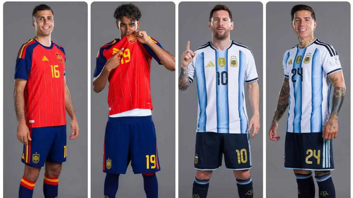 Rodri 16, Lamine Yamal 19, Lionel Messi 10, Enzo Fernández 24