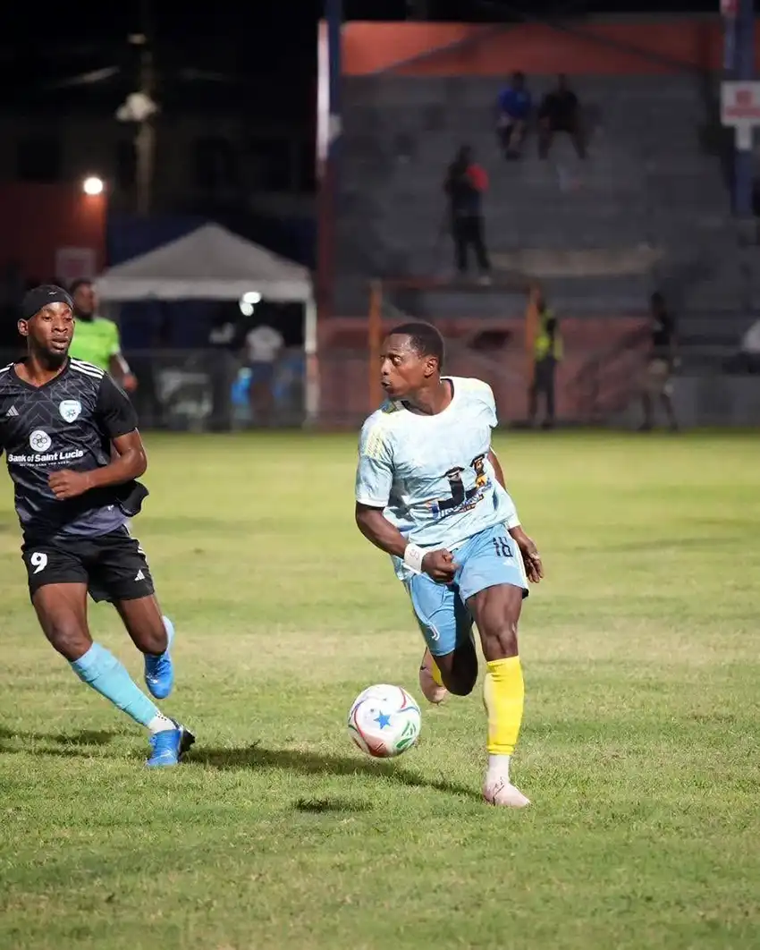 SPFL action : Canaries (on the ball) vs. Soufriere