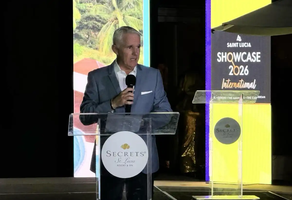 Carl Ainscough, Secrets St Lucia General Manager addressed the gathering. [Photo credit: Caribbean Pulse] 