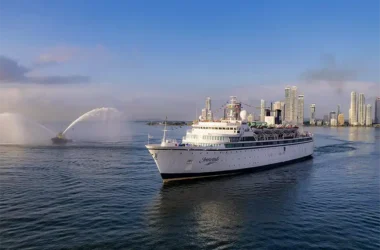 The MV Freewinds arriving in Cartagena, Colombia