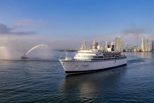 The MV Freewinds arriving in Cartagena, Colombia