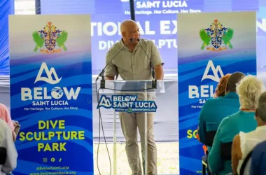 Tourism Minister Dr Ernest Hilaire addresses the gathering [Photo credit: SLTA]