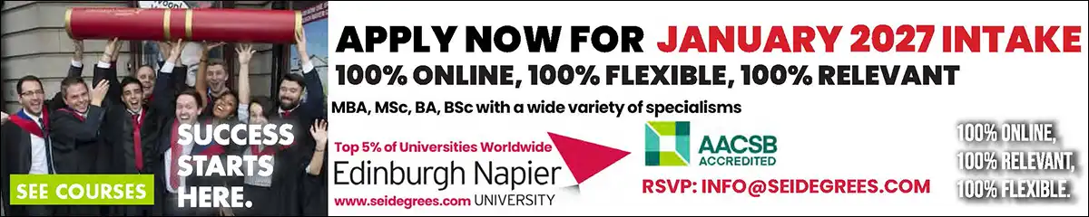Tap/click here to apply now for January 2027 intake at Edinburgh Napier University.