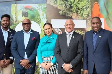 Tourism Minister Dr Ernest Hilaire (second from right) alongside SLTA representatives [Photo credit: SLTA]