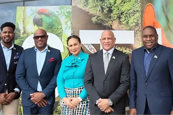 Tourism Minister Dr Ernest Hilaire (second from right) alongside SLTA representatives [Photo credit: SLTA]