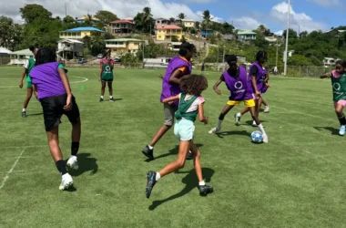 Girls in training at Micoud last Saturday.