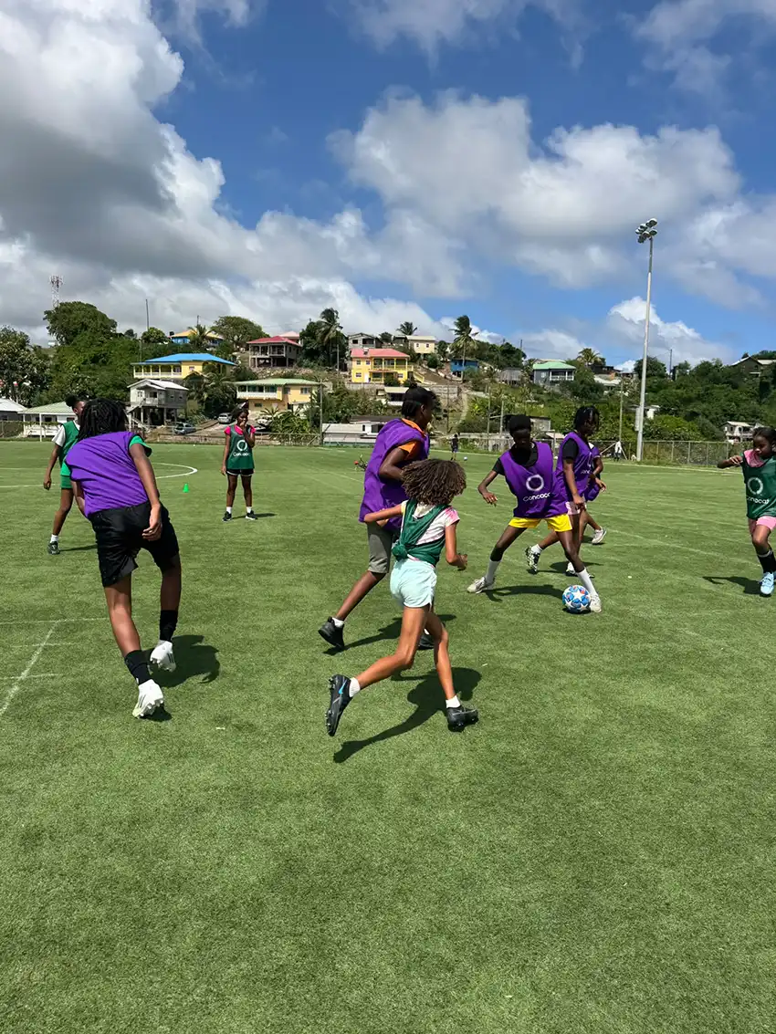 Girls in training at Micoud last Saturday.