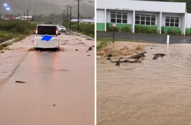Heavy rainfall associated with a tropical wave caused flooding in parts of the island, on Monday. MP for Dennery North Shawn Edward shared photos of flooded streets in Bexon/Cul de Sac on his Facebook page [Photo credits: Shawn Edward]
