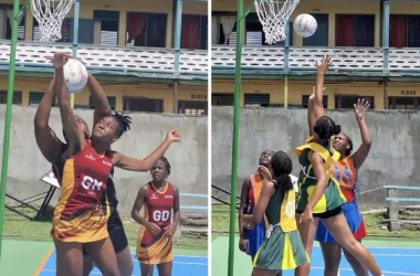 Thrilling action in School’s U-19 Netball [Photo credit: MYDS]
